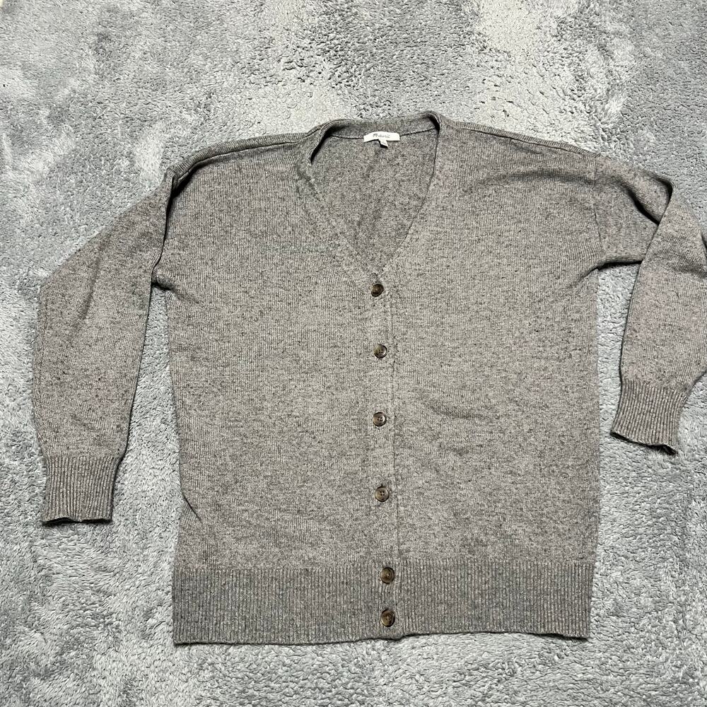 Madewell Sweater Womens Medium V Neck Relaxed Cardigan Gray Merino Wool Blend **